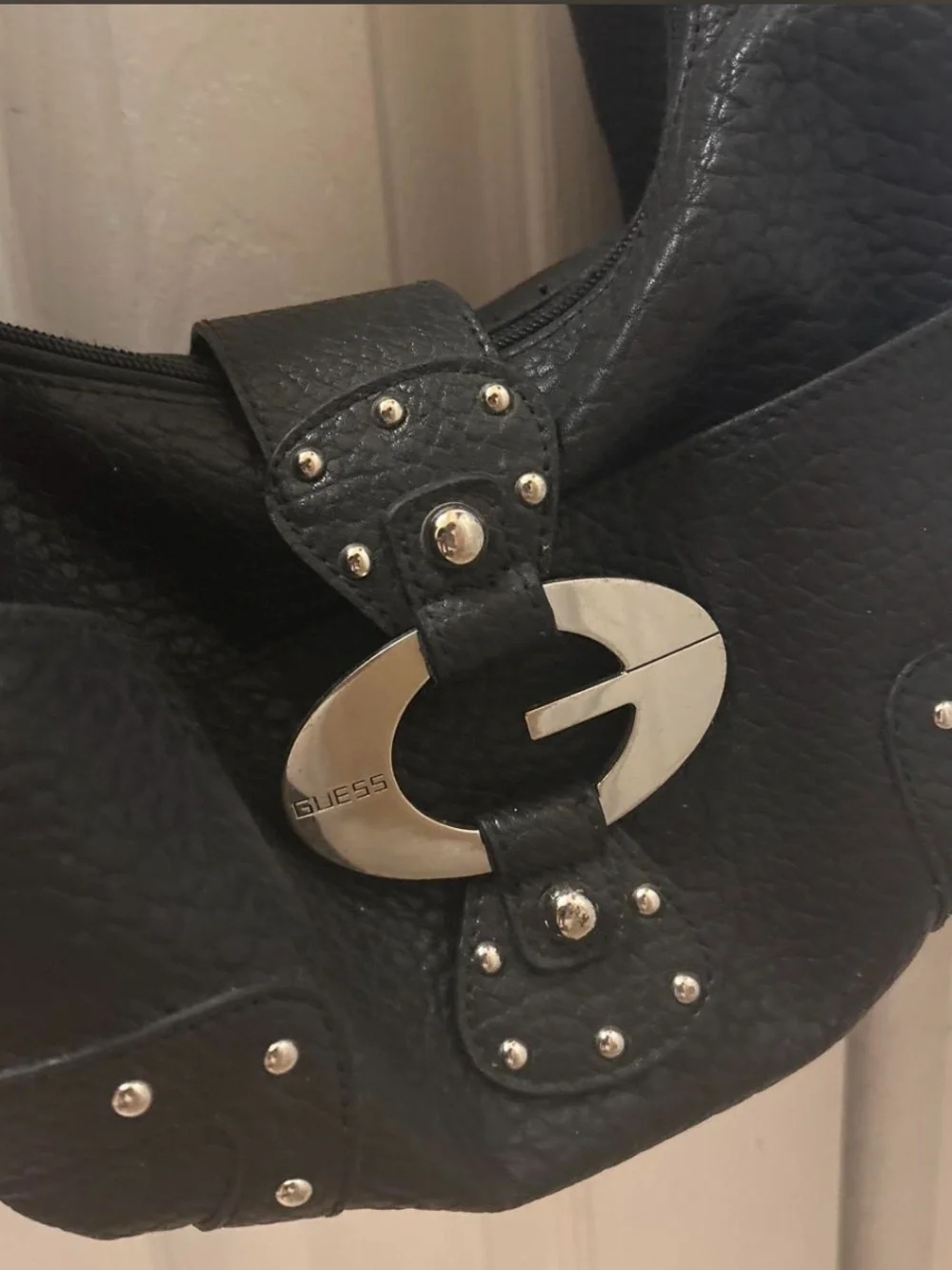 Guess Black Studded Shoulder Bag with Silver Hardware - Picture 2 of 3